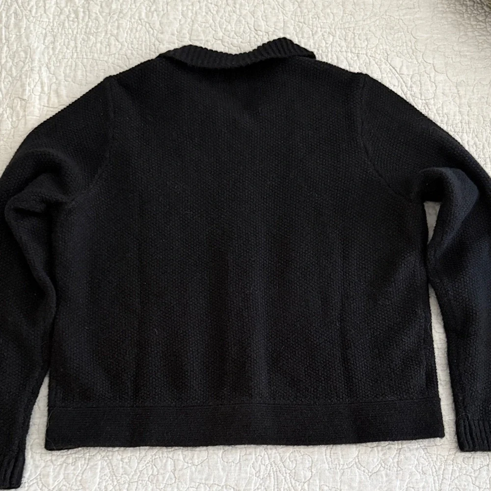 Ann Taylor Black Textured Sweater with Gold buttons, SZ L, EUC - Picture 5 of 6